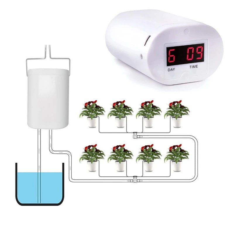 2/4/8-Kopf Automatisches Bewässerungssystem für Blumen und Pflanzen – Pumpe mit Timer, Controller für Tropfbewässerung, Haus- und Gartensprinkler