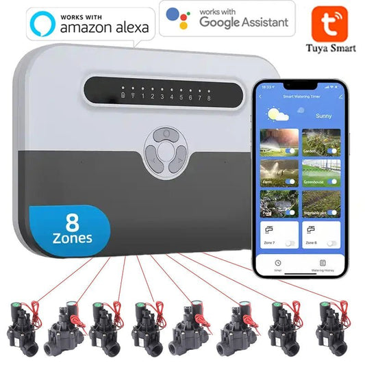 8 Station WiFi Indoor Smart Sprinkler Controller Irrigation System Remote Control by Phone Works with Alexa - MR Weed1