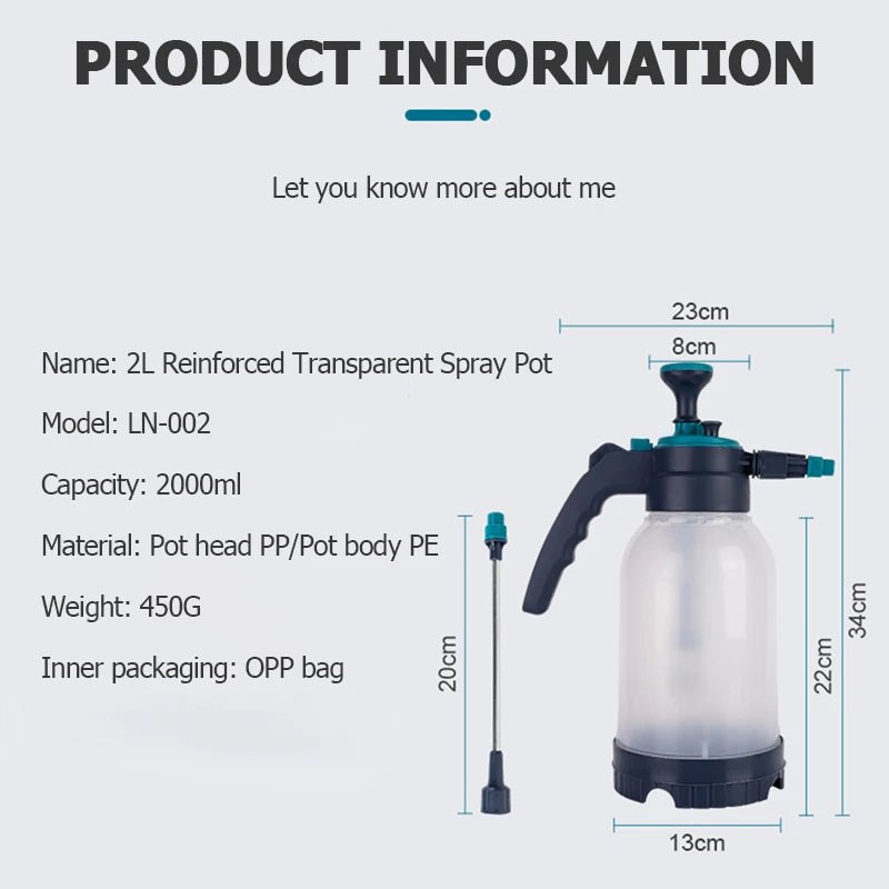 Handdrucksprüher 2L Tragbare Desinfektionssprühflasche Luftpumpenflasche Gartendesinfektion Bewässerungskanne - MR Weed1