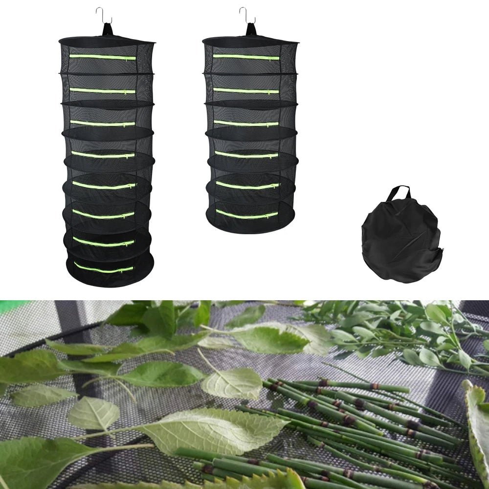 Hanging Basket Herb Drying Net Layers Drying Net for Herbs with Zipper Dryer Mesh Bag Folding Dry Rack For Flowers Buds Plants - MR Weed1
