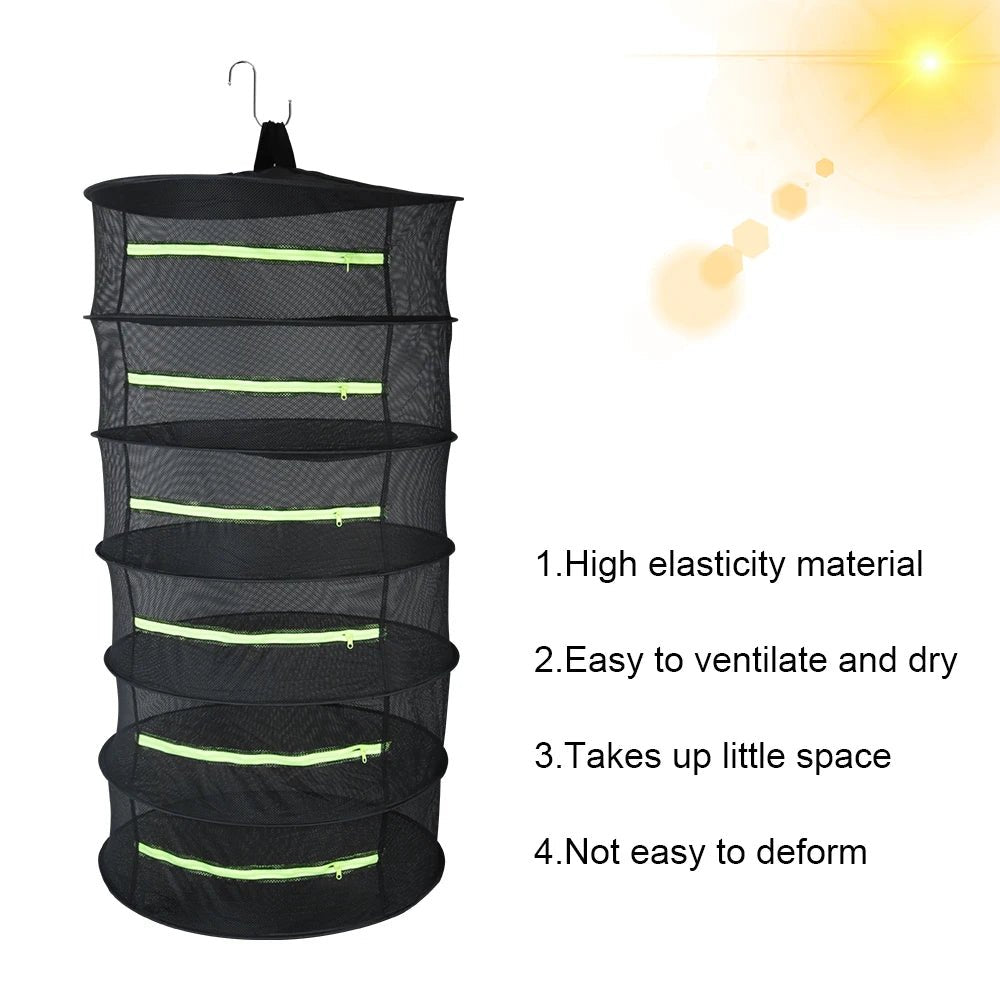 Hanging Basket Herb Drying Net Layers Drying Net for Herbs with Zipper Dryer Mesh Bag Folding Dry Rack For Flowers Buds Plants - MR Weed1