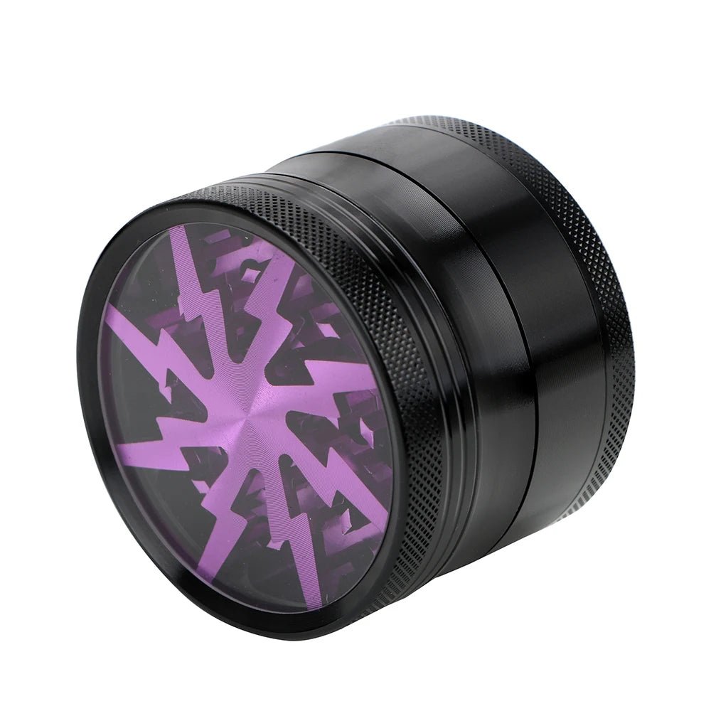 Herb Cutter Grinder Aluminum Alloy Transparent Spice Cutter Latest Lightning - Shaped 63MM 4 - layer Cigarette Accessories - MR Weed1