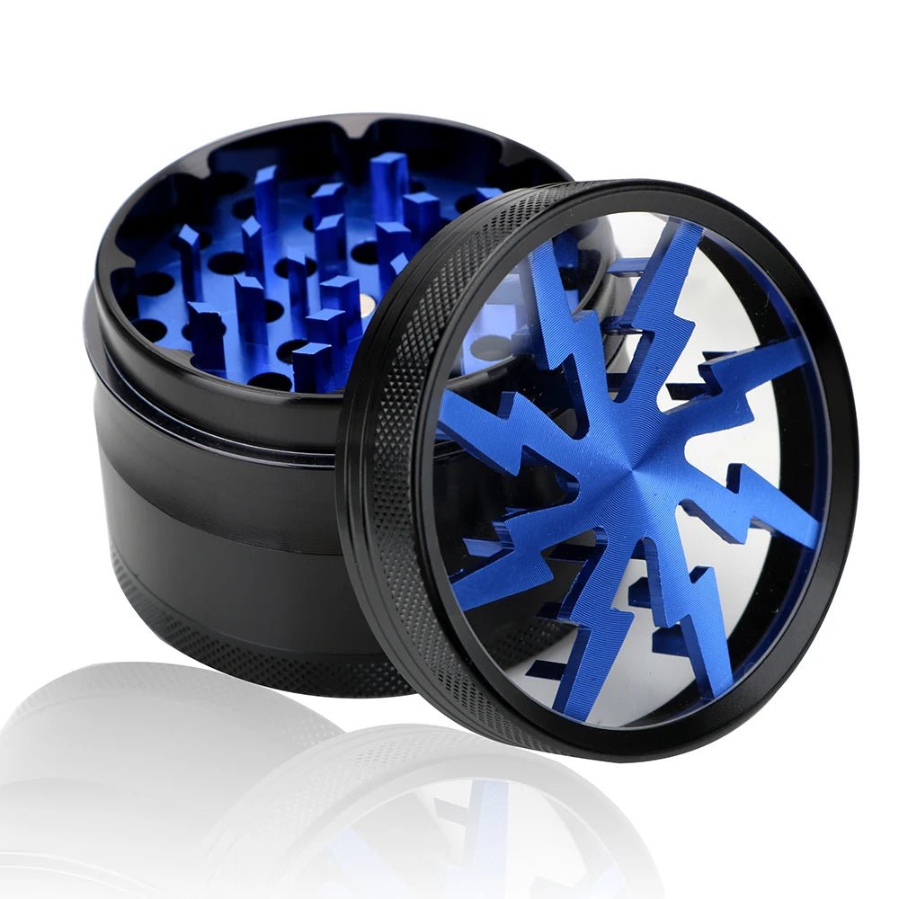 Herb Cutter Grinder Aluminum Alloy Transparent Spice Cutter Latest Lightning - Shaped 63MM 4 - layer Cigarette Accessories - MR Weed1