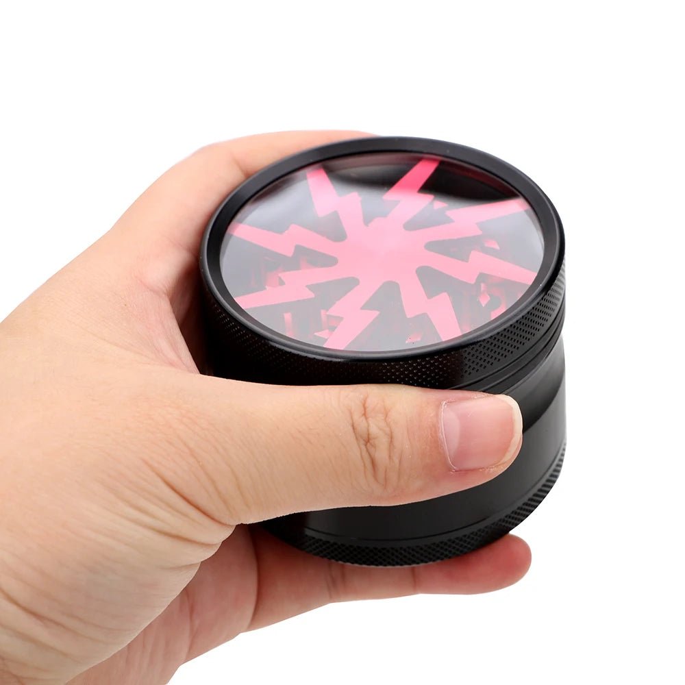 Herb Cutter Grinder Aluminum Alloy Transparent Spice Cutter Latest Lightning - Shaped 63MM 4 - layer Cigarette Accessories - MR Weed1