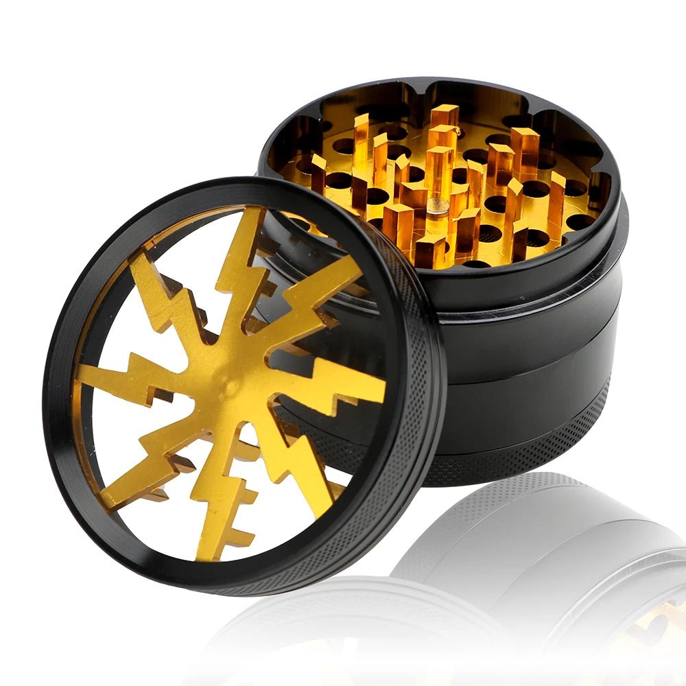 Herb Cutter Grinder Aluminum Alloy Transparent Spice Cutter Latest Lightning - Shaped 63MM 4 - layer Cigarette Accessories - MR Weed1