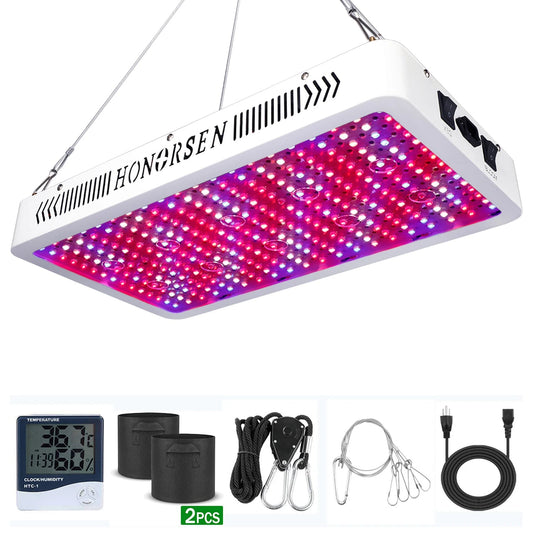 LED - Wachstumsleuchte Vollspektrum mit Doppelschalter Veg - und Blüte - Modus für Indoor - Cannabispflanzen (10W LED - Chips) einstellbar in 3000W 2000W 1500W - MR Weed1