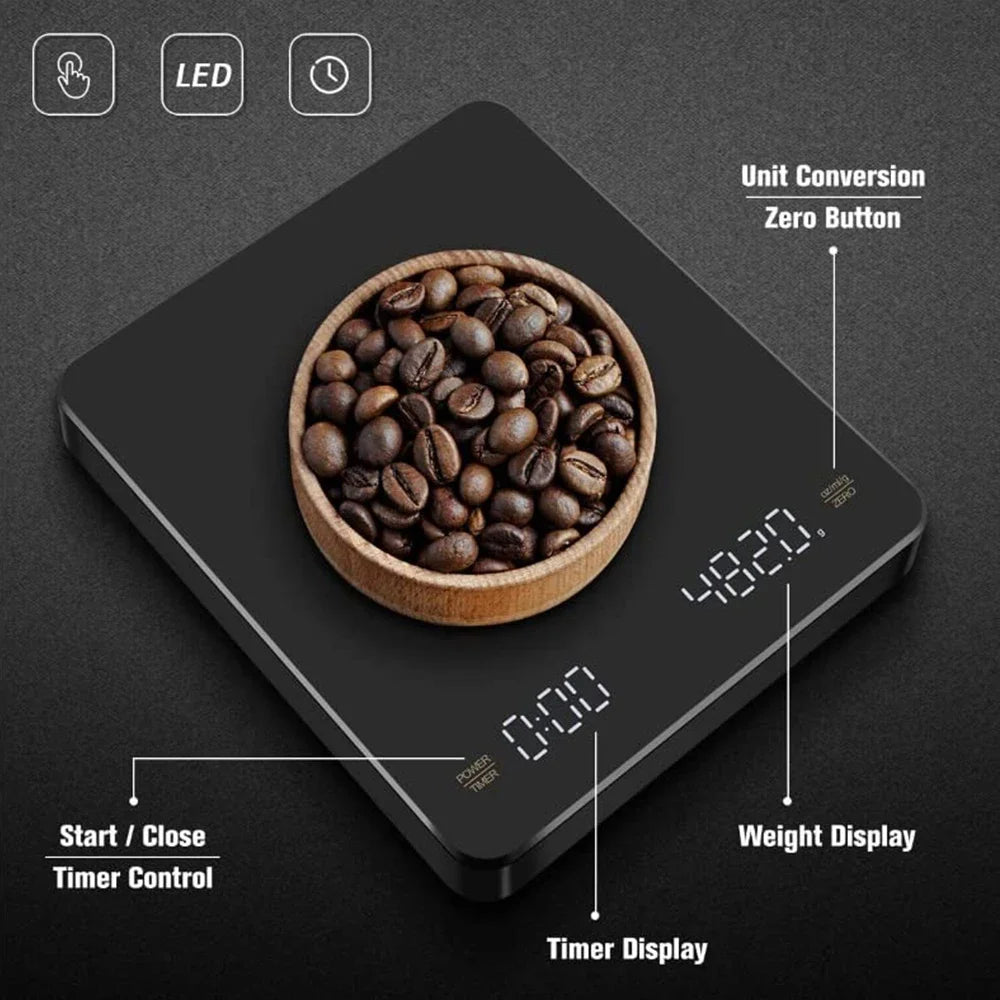 Mr. Weed 3kg/0.1g Digitale Kaffeeskala mit Timer - Wiederaufladbare Elektronische Präzisionswaage für die Küche und den Cannabis - Anbau - MR Weed1