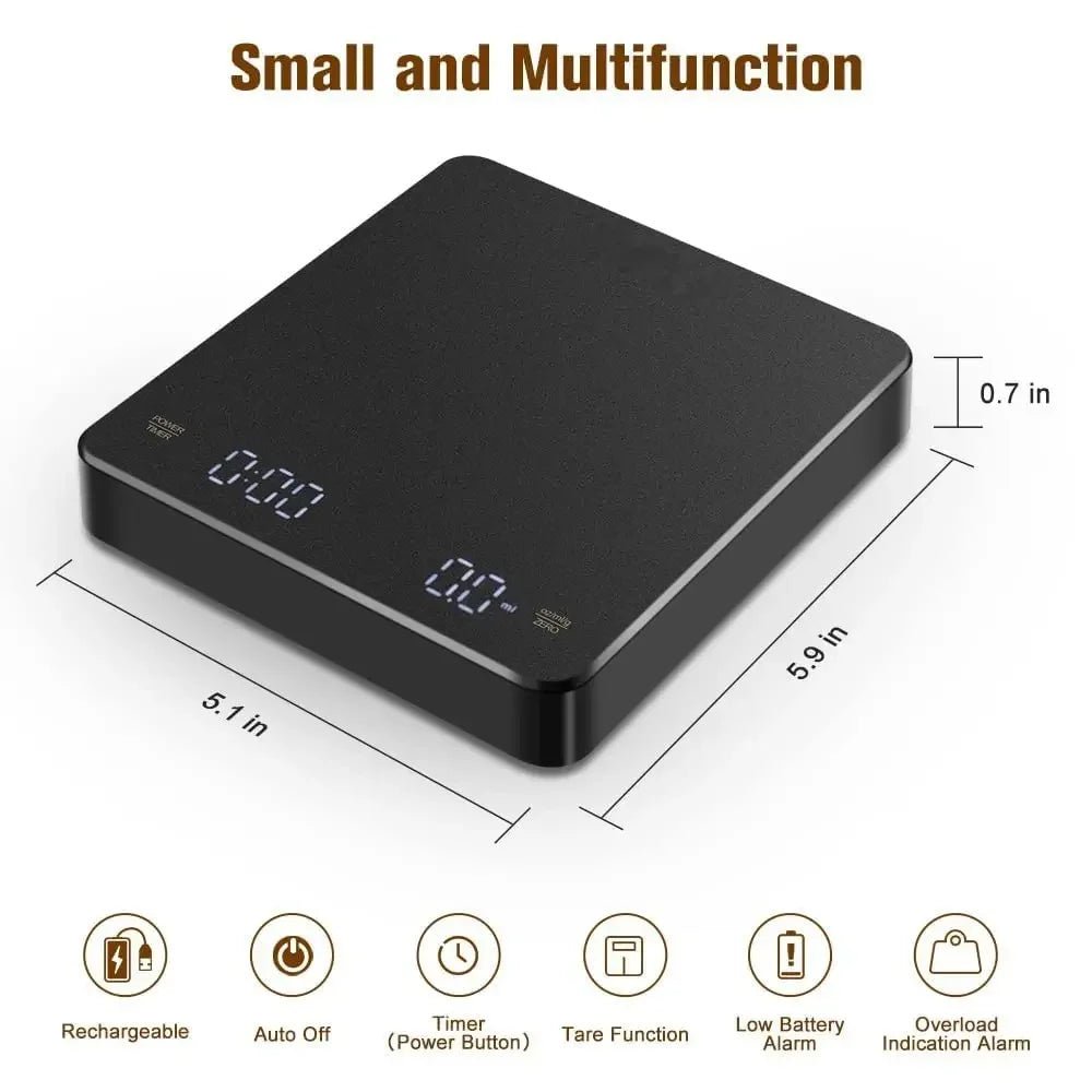 Mr. Weed 3kg/0.1g Digitale Kaffeeskala mit Timer - Wiederaufladbare Elektronische Präzisionswaage für die Küche und den Cannabis - Anbau - MR Weed1