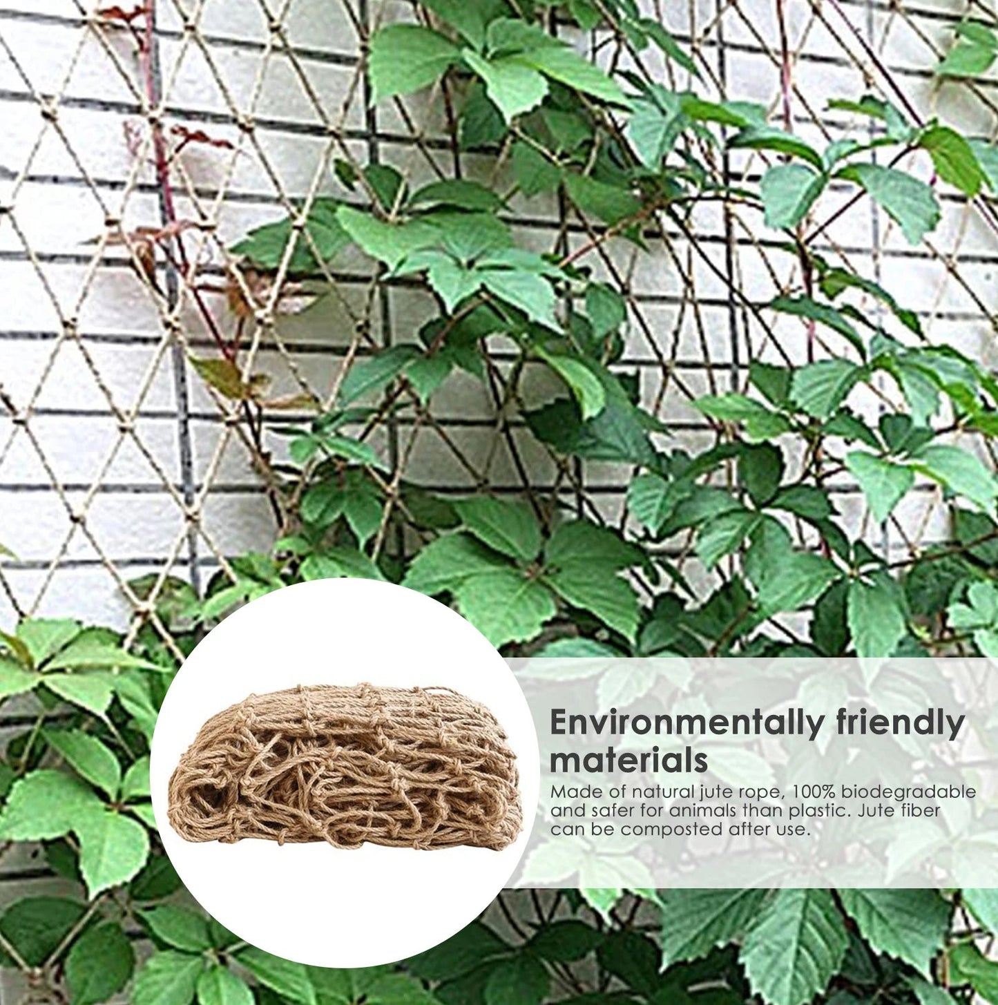 Plant Support Netting 1x5m 3mm Natural Jute Rope Plant Climbing Garden Netting Trellis for Climbing Plants Bean Fruits - MR Weed1