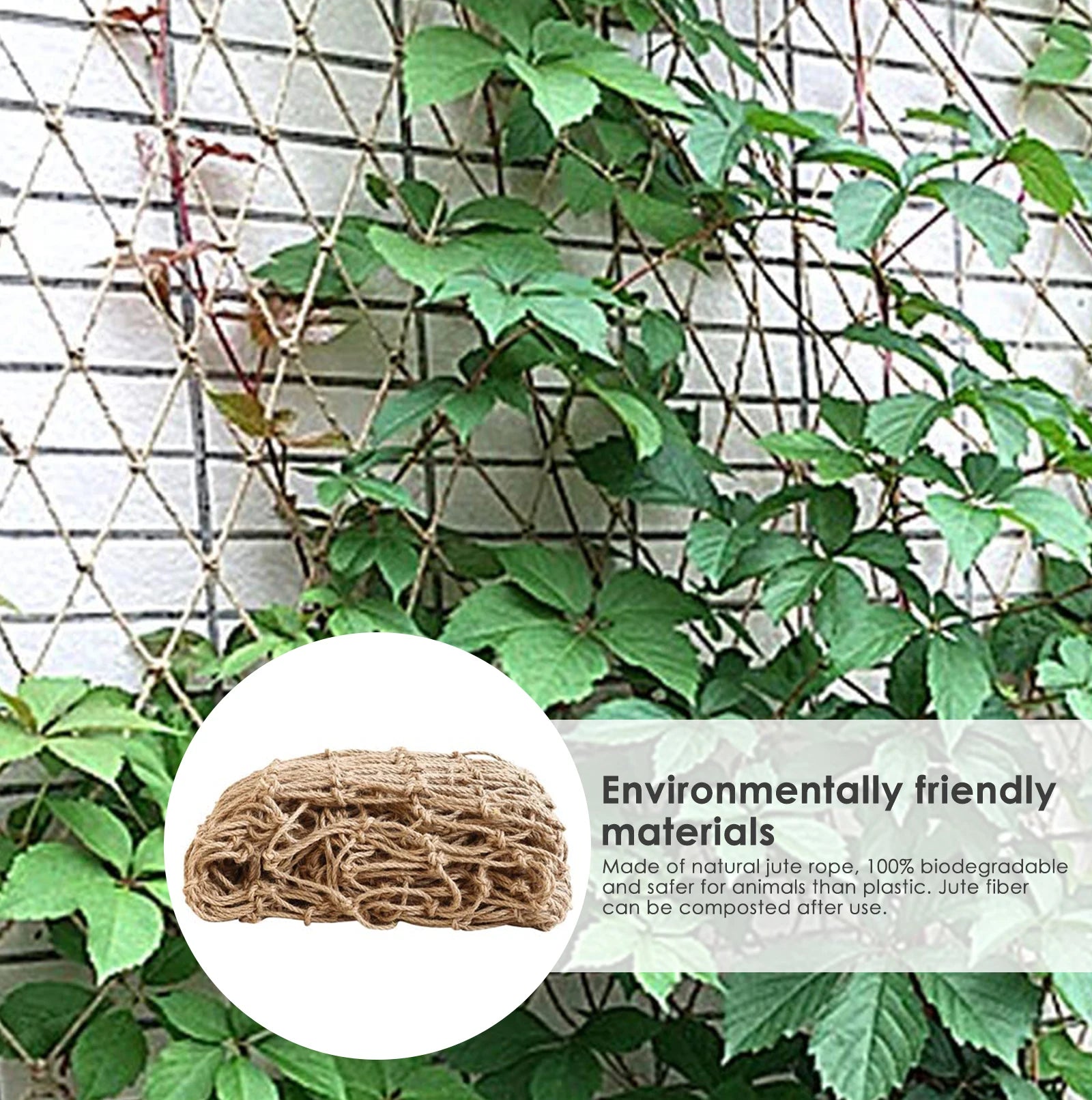 Plant Support Netting 1x5m 3mm Natural Jute Rope Plant Climbing Garden Netting Trellis for Climbing Plants Bean Fruits - MR Weed1