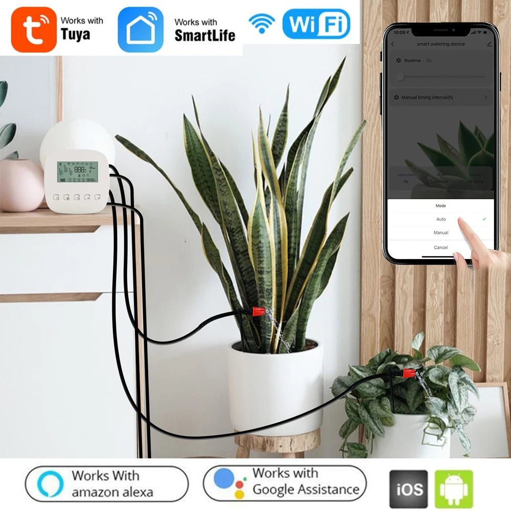 With Solar Panel WiFi Tuya Micro - drip Irrigation Controller Intelligent Automatic Water Timer Digital Watering Irrigation Timer - MR Weed1