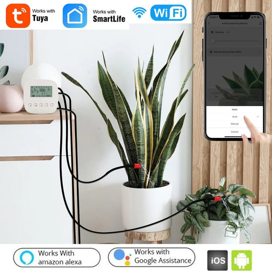 With Solar Panel WiFi Tuya Micro - drip Irrigation Controller Intelligent Automatic Water Timer Digital Watering Irrigation Timer - MR Weed1
